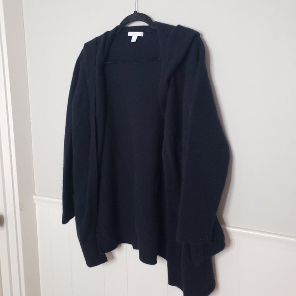 Zella Sweaters - ZELLA Black Wool Cashmere Hooded Cardigan